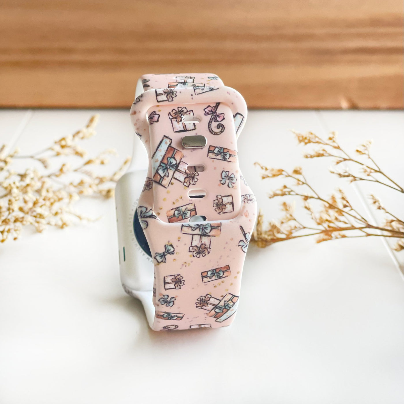 Christmas Present Watch Band - Pink - Tweedle Dee Designs