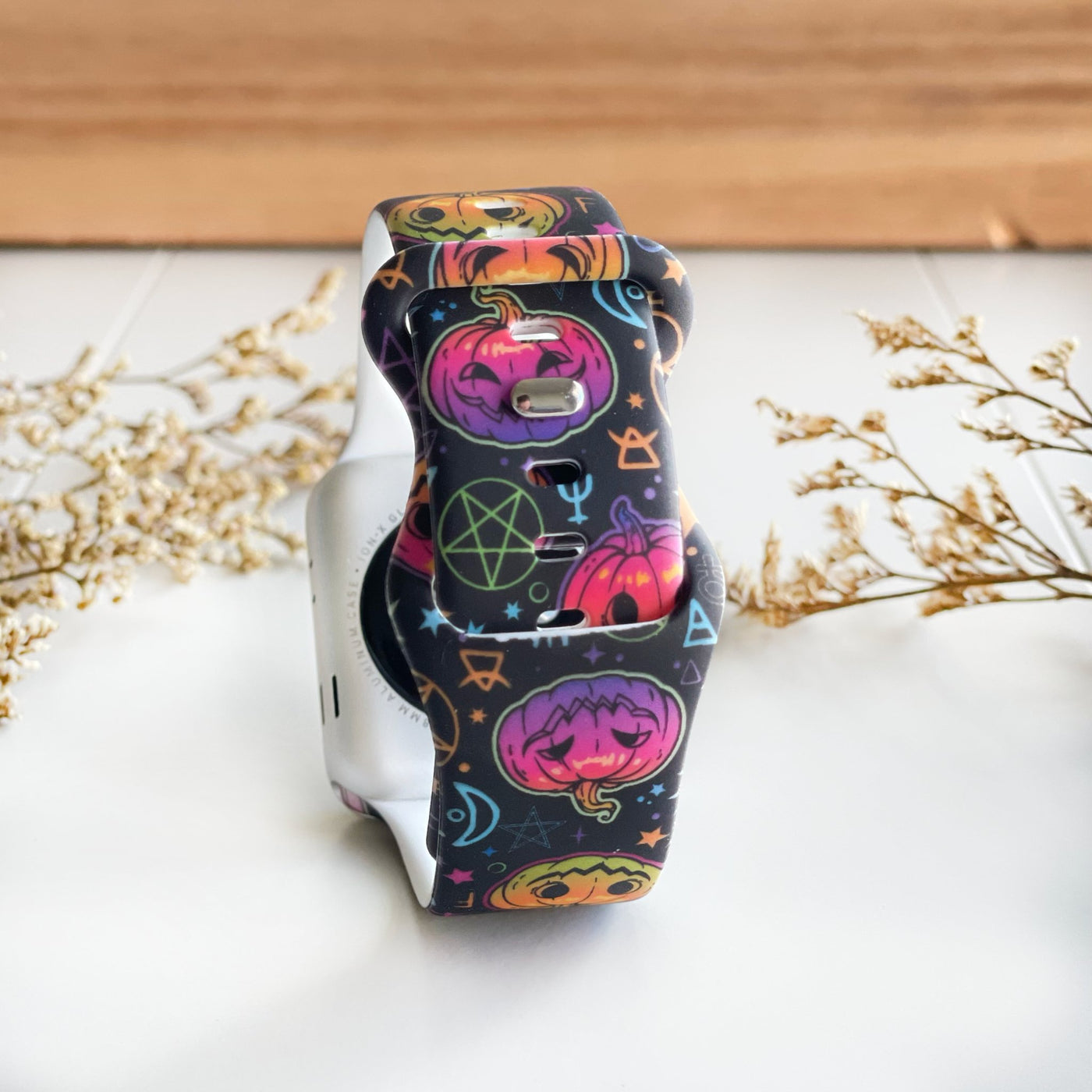 Halloween Watch Band - Black Pumpkin - Tweedle Dee Designs