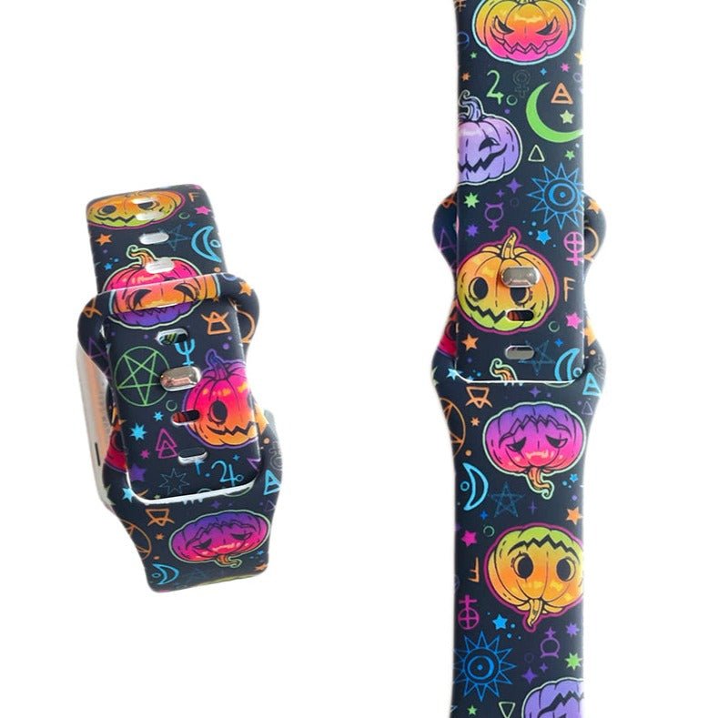 Halloween Watch Band - Black Pumpkin - Tweedle Dee Designs