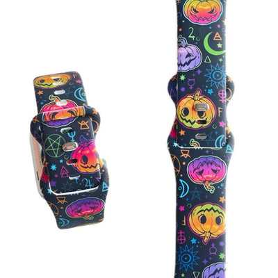 Halloween Watch Band - Black Pumpkin - Tweedle Dee Designs