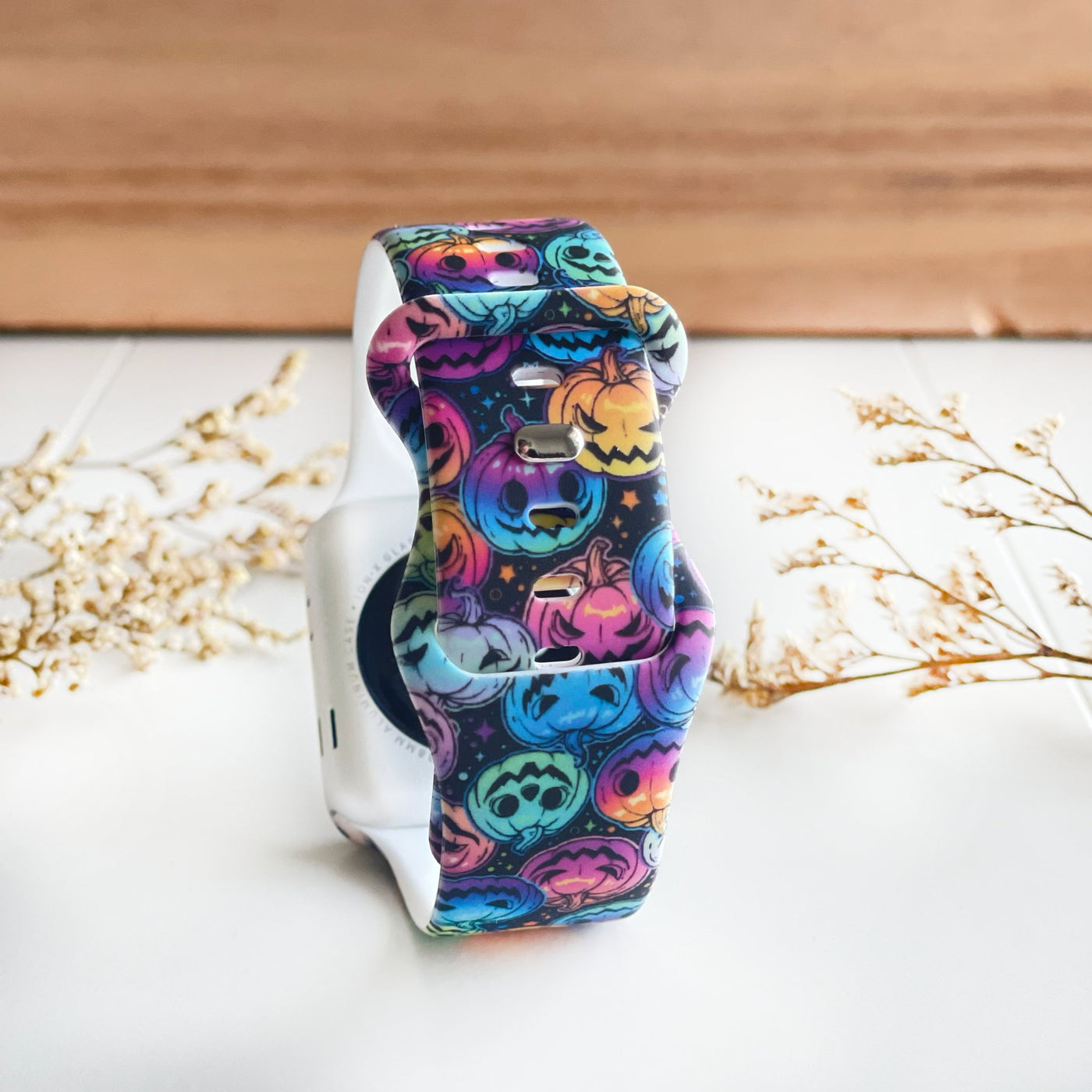 Halloween Watch Band - Rainbow Pumpkin - Tweedle Dee Designs